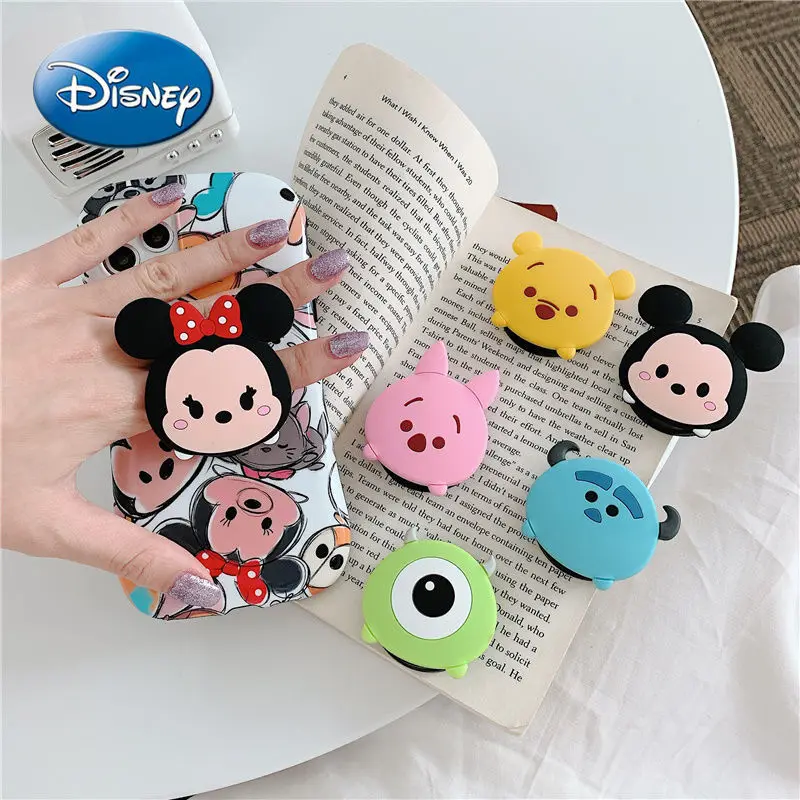 

Disney Mickey Minnie Cartoon Mobile Phone Holder Telescopic Bracket Ring Buckle Silicone Folding Support Net Red