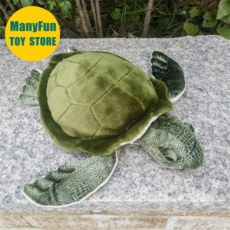 Фото Реалистичная плюшевая игрушка морская черепаха Olive Ridley, реалистичная зеленая мягкая игрушка-черепаха, имитационная кукла, подарок. №4