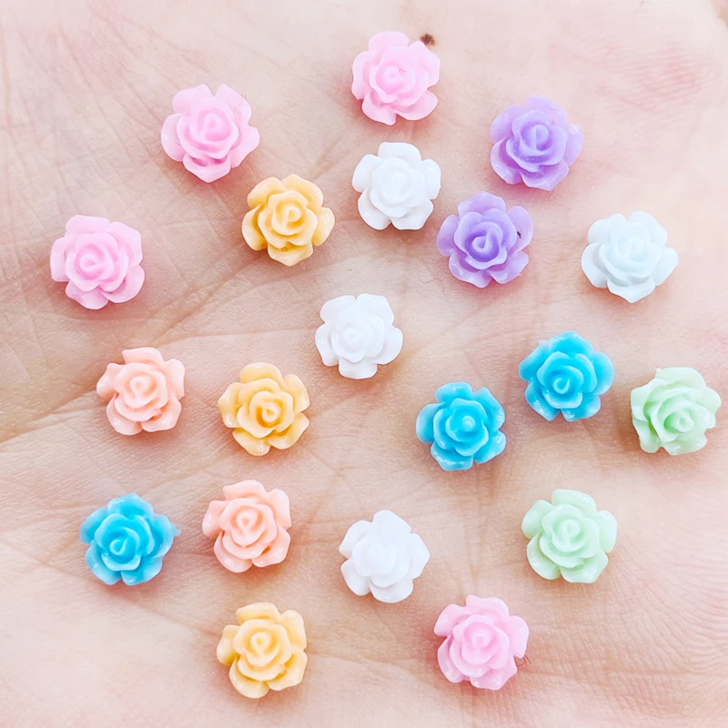 100 шт. новые милые смешанные мини-цветы с плоской задней частью, кабошоны из смолы для скрапбукинга, сделай сам, ювелирные изделия, украшения, аксессуары A47