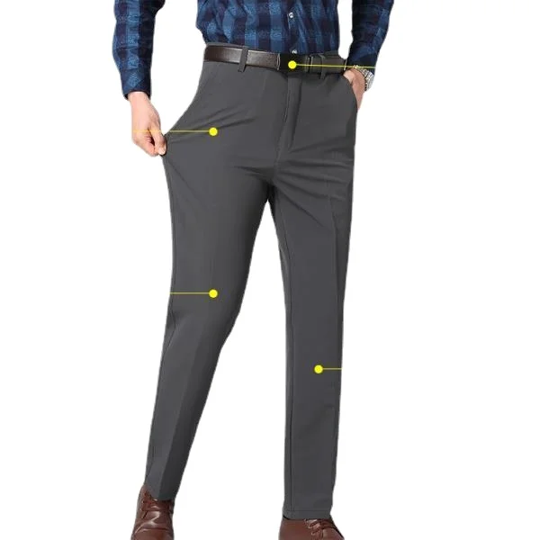 

High Quality Business Suit Pants for Men Spring and Autumn Male Formal Solid Silk Long Dress Pants Baggy Office Trousers Q03