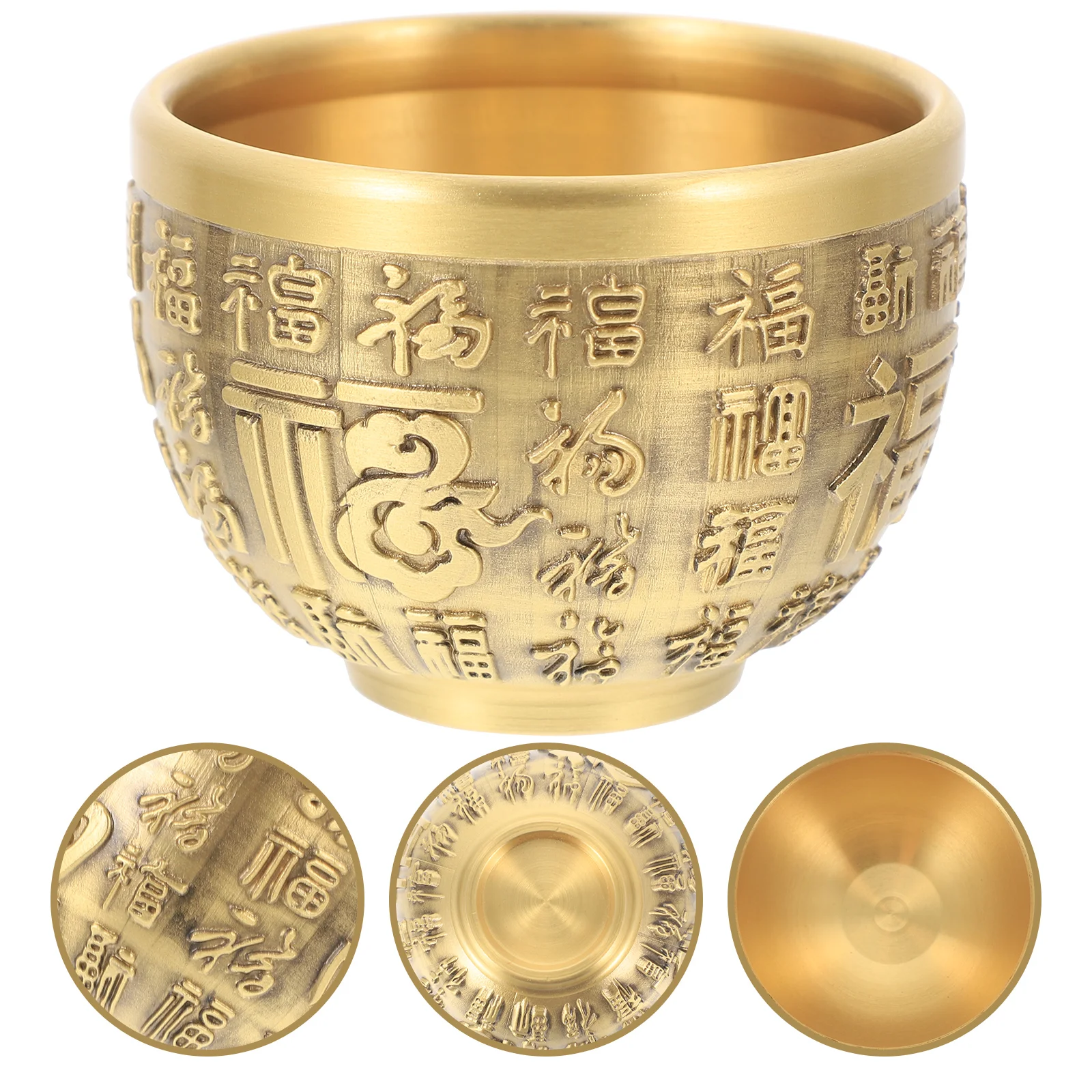 

Bowl Offering Treasure Brass Bowls Altar Basinchinese Tibetan Copper Money Meditation Lucky Fortune Temple Wealth Fu Decor