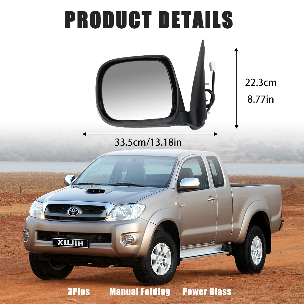 Трехконтактное дверное зеркало в сборе для Toyota Hilux Vigo 2005-2015 автозапчасти внешние