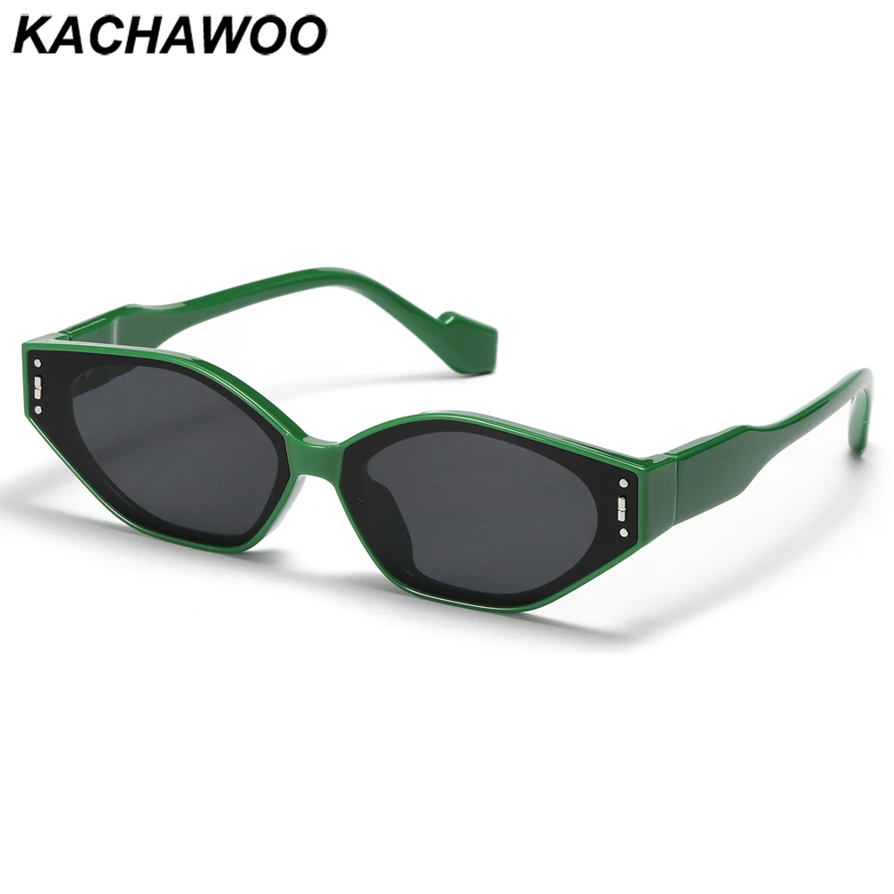 

Kachawoo small frame cat eye female fashion European style ladies vintage sun glasses for women decoration green leopard white