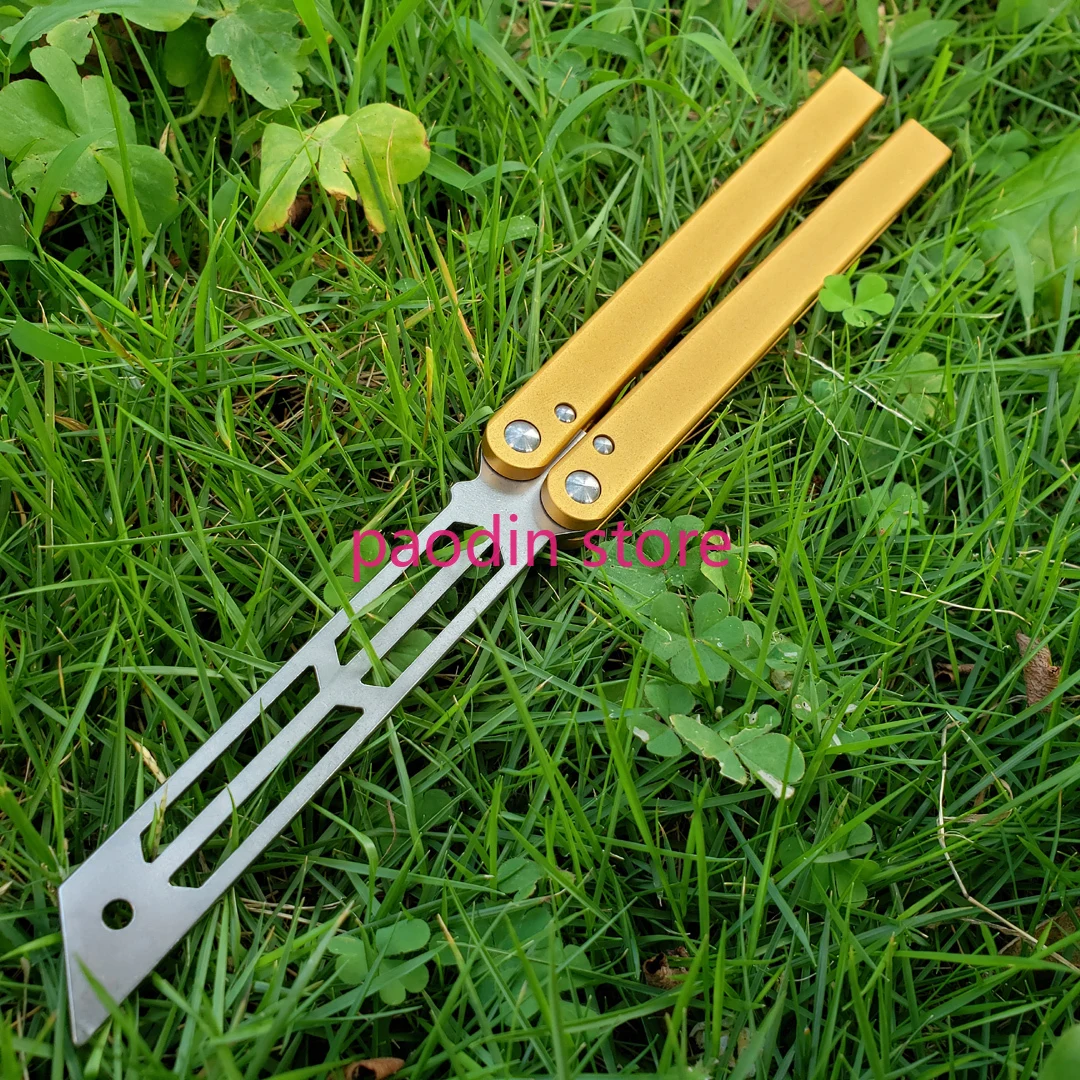 TheOne Squid Butterfly Trainer Knife Triton 440 Blade Channel Aluminum Handle Bushing System Jilt EDC Pocket Free-swinging on - Бабочка-тренажер TheOne Squid с лезвием Triton 440, ручкой из алюминия с промежуточными подшипниками, карманным креплением EDC 