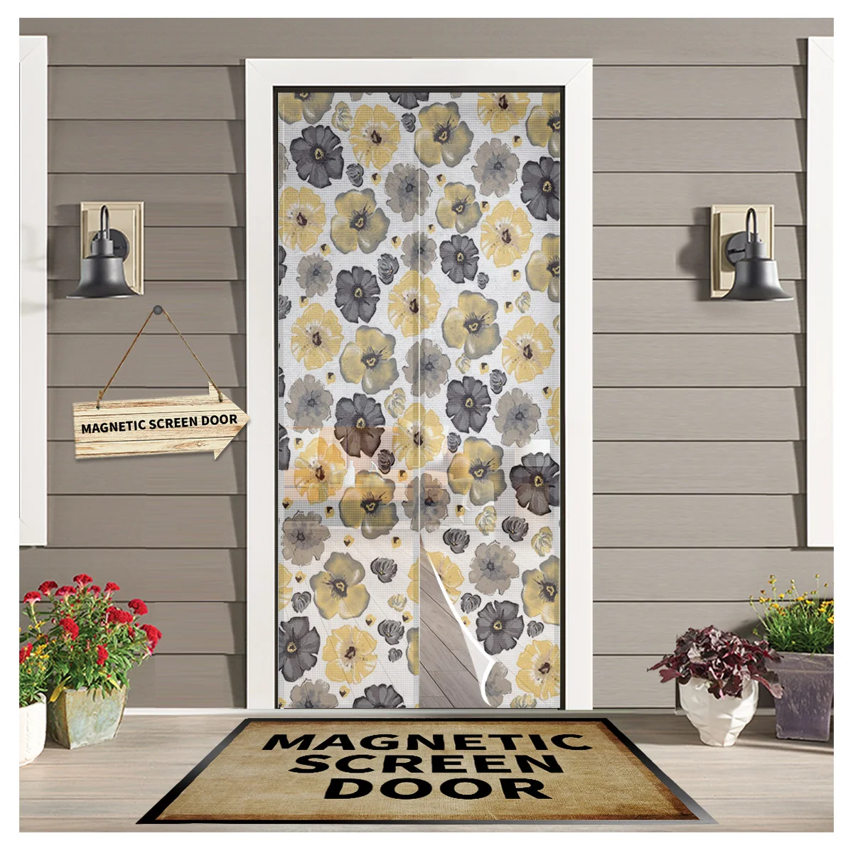 

Занавеска с большими цветами и акварелью, занавеска от комаров и насекомых, сетчатая занавеска на дверь с магнитной сеткой, кухонная занаве...