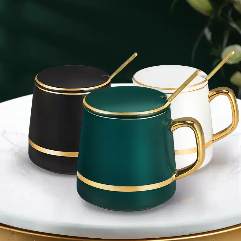 Керамический набор кофейных чашек 300 мл золотой роскошный чайный сервиз в