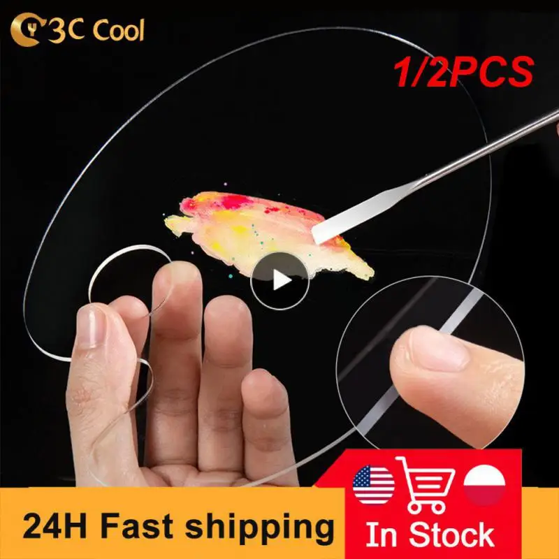 

1/2PCS Handheld Paint Palette Clear Acrylic Paint Palette Small Large Optional for Kid Adult Beginner Artist Art Drawing