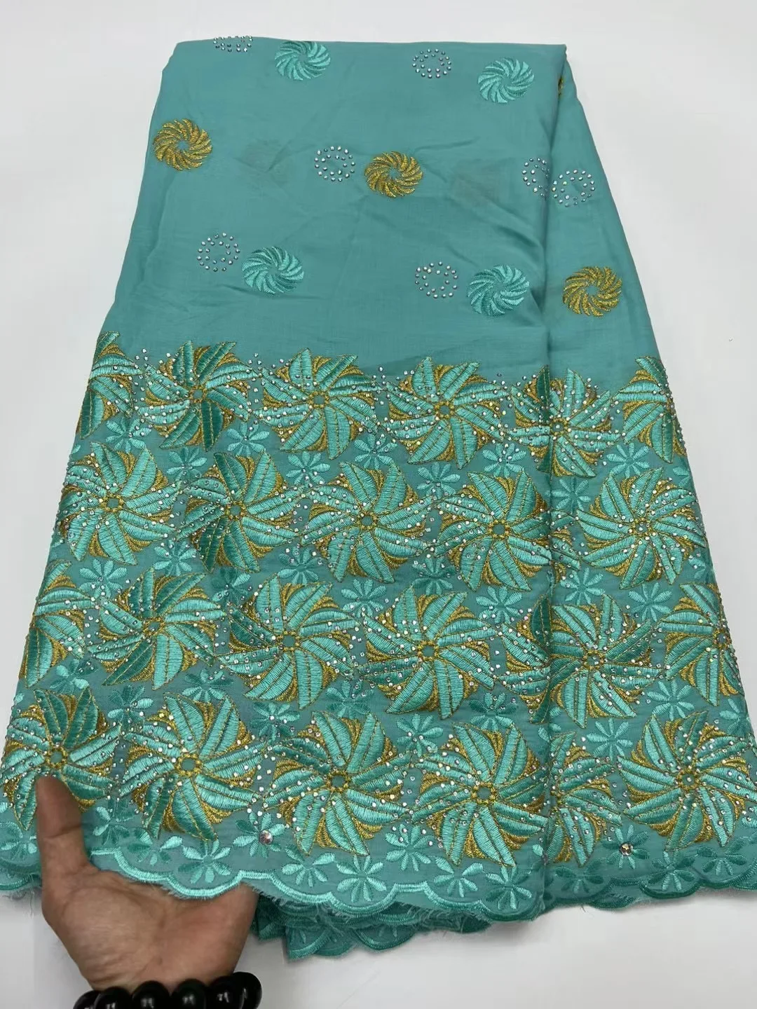 5 ярдов вышитая хлопчатобумажная кружевная ткань с ветряной мельницей 2023