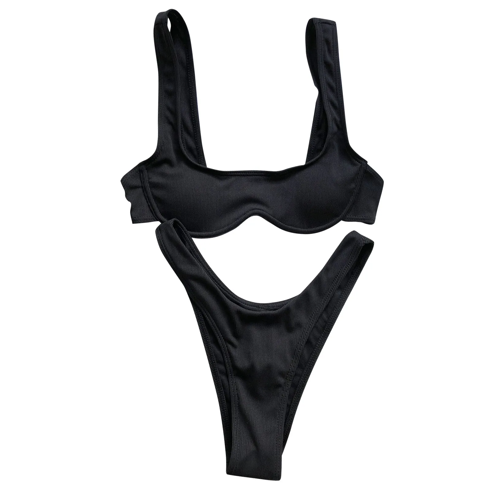

Swimwear Solid Two Bikini Bra Swimsuit Filled Set Beachwear Women's Piece Swimwears Tankinis Set Swimwears brazilian panties