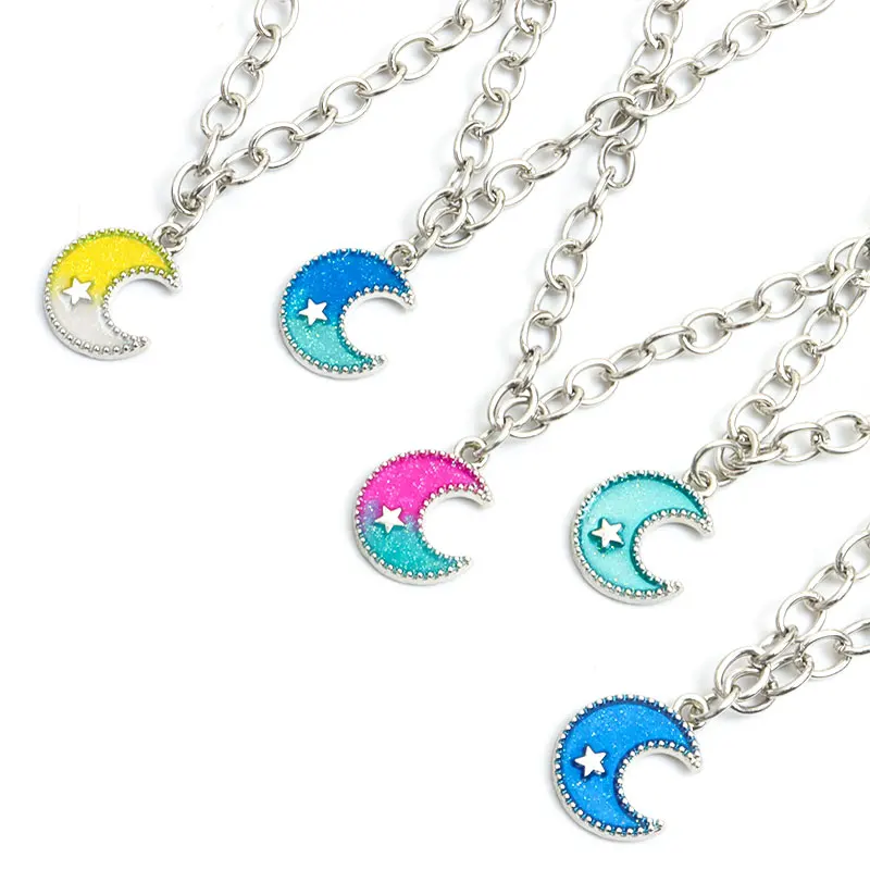 

Shining Starry Moon Pendant Necklace for Women Handmade Enamel Charms Chains Necklaces Jewelry Neck Accessories Gifts Wholesales