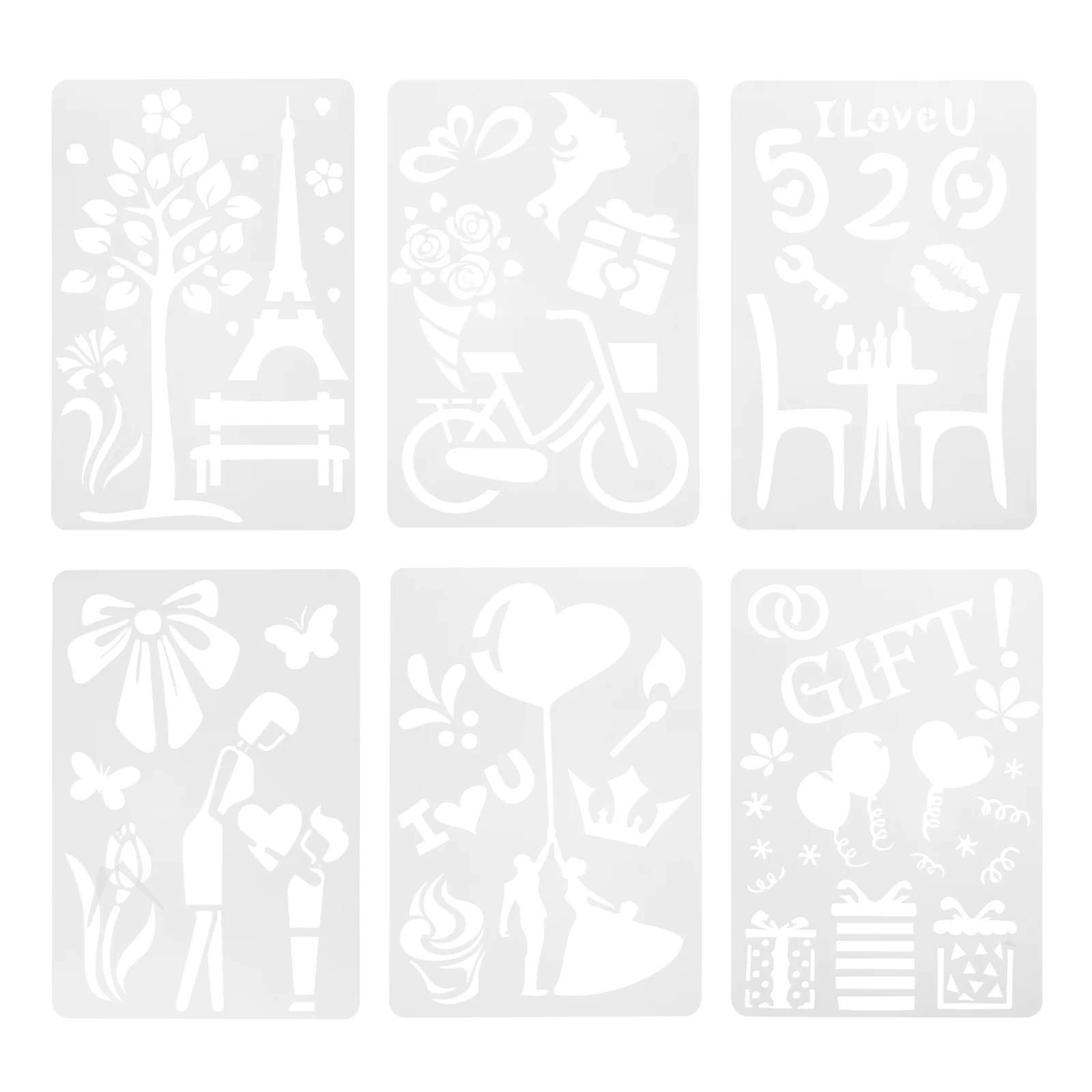 

6pcs Exquisite Safe Durable Pretty Hollow Painting Templates Painting Stencils Painting Molds for Children