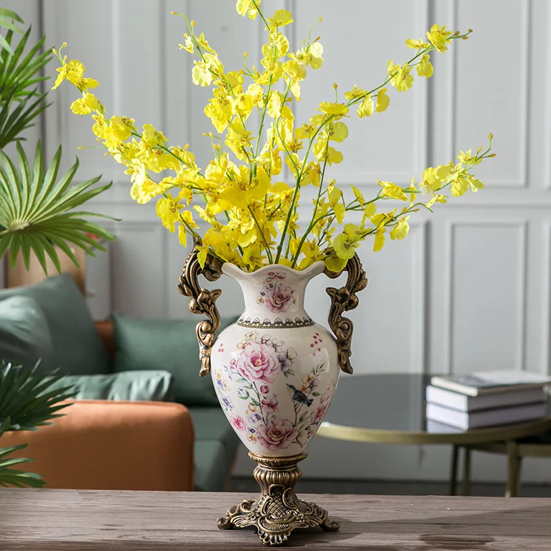 

European-style homeware ceramic vase crafts American-style home decoration decorative vase living room decoration vase tall vase