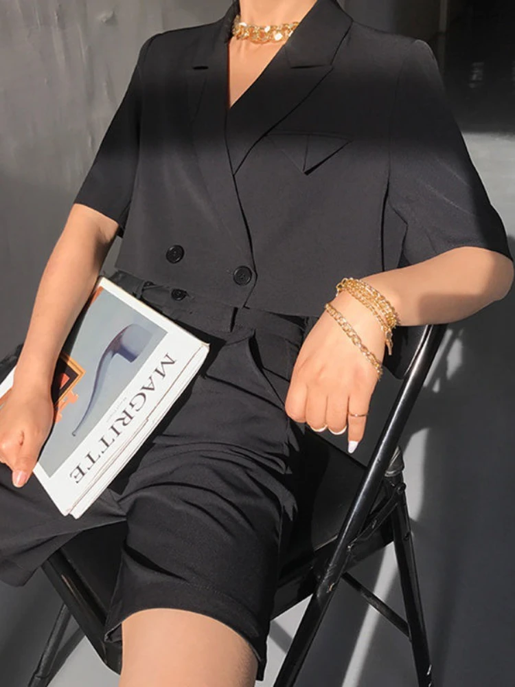 Короткий Повседневный костюм с шортами Новый Летний Тонкий Универсальный