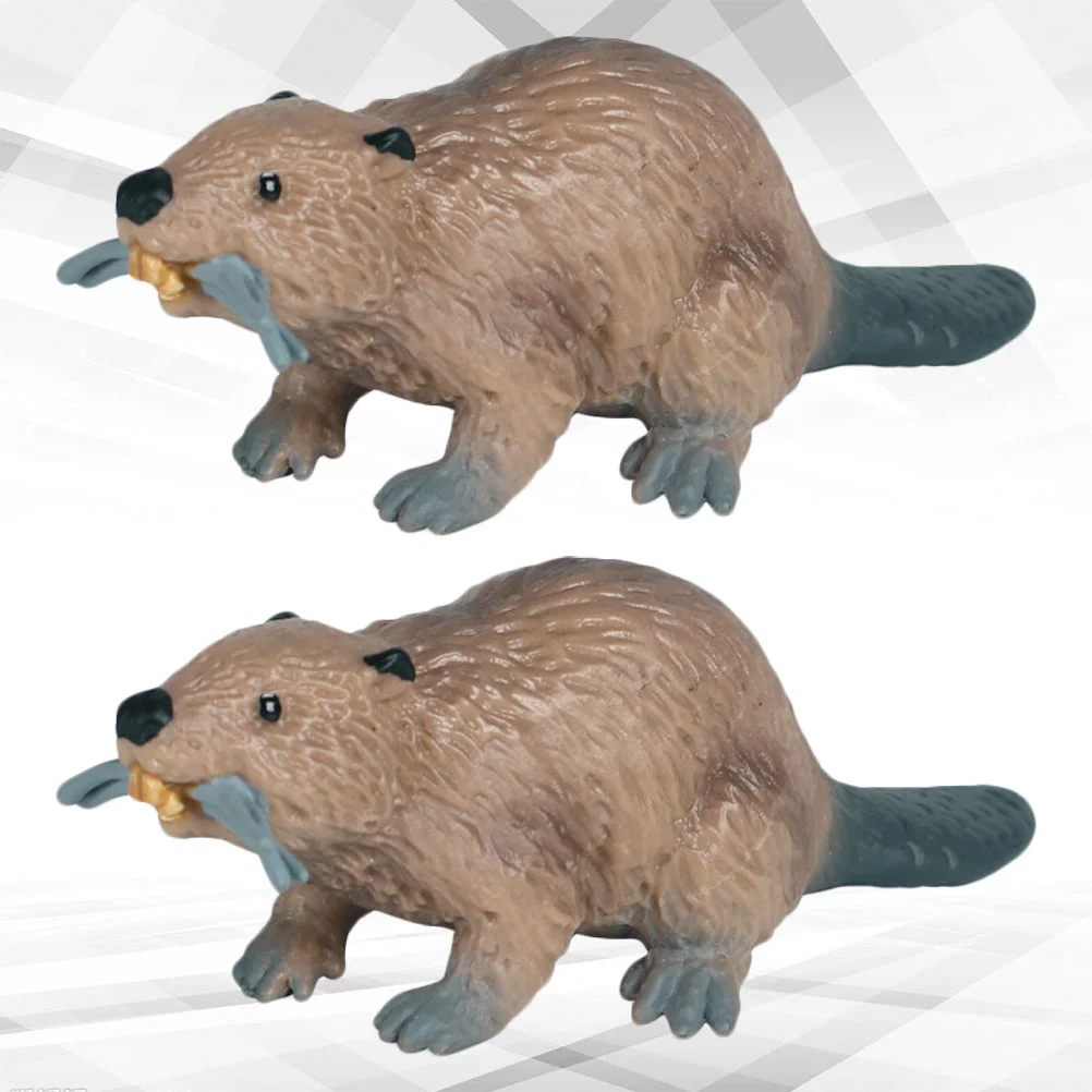 

Имитация диких животных, 2 шт., модели бобра, украшения, орнамент, Ранние развивающие игрушки для детей