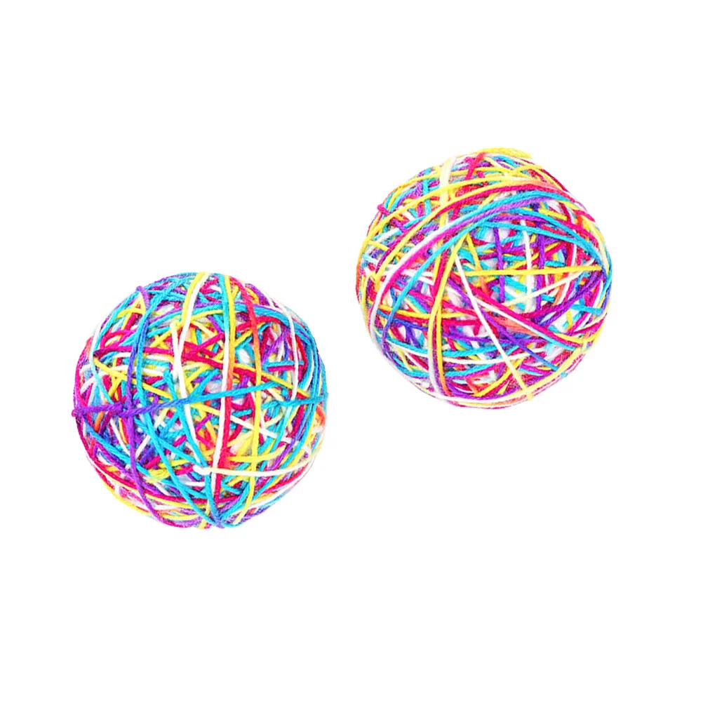 

2 Pcs Interactive Toys Kitten Cat Teaser Chewing Ball Cleaning Tooth Puppy Yarn