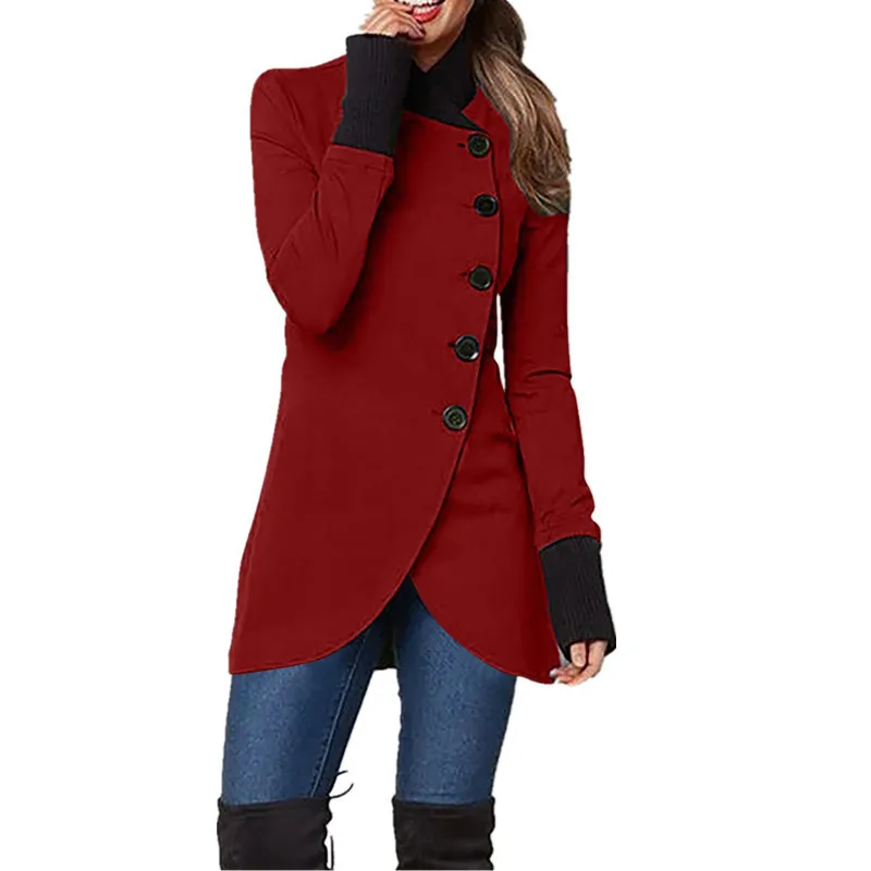 

Autumn Winter Slim Fit Long Sleeve Long Coat Casual Jacket Women 2022 Elegant Button Fashion Jackets Vintage Overcoat Outerwear