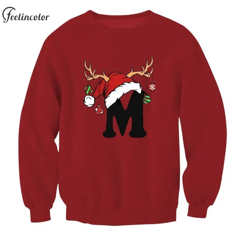 Толстовки с рисунком Санта-Клауса для пары рождественский пуловер 3D принтом лося