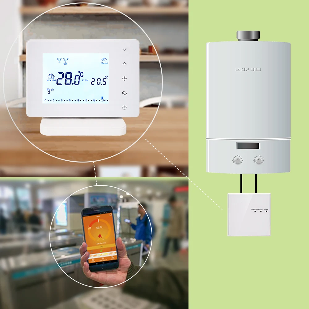 Vancoo RF Wireless Thermostat Wifi Smart Gas Boiler Water Floor Heating Temperature Controller 220V for Alexa Google Home |