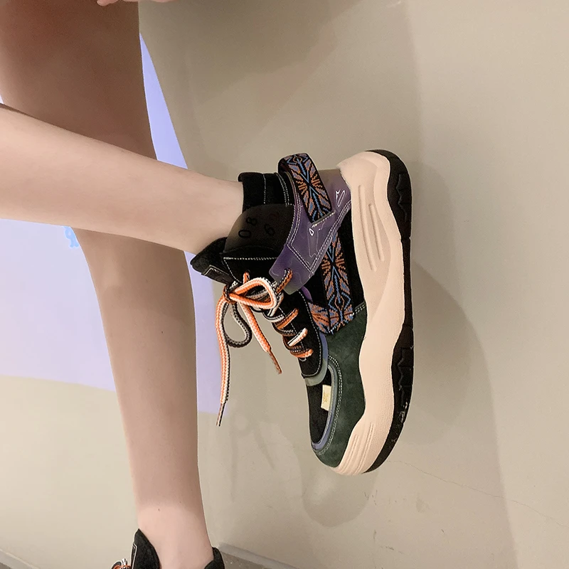 

Sports Shoes Women High-top Sneakers Skateboards Spring 2023 Comfort Walking Flat Platform Shoes Casual Ladies Vulcanized Shoes