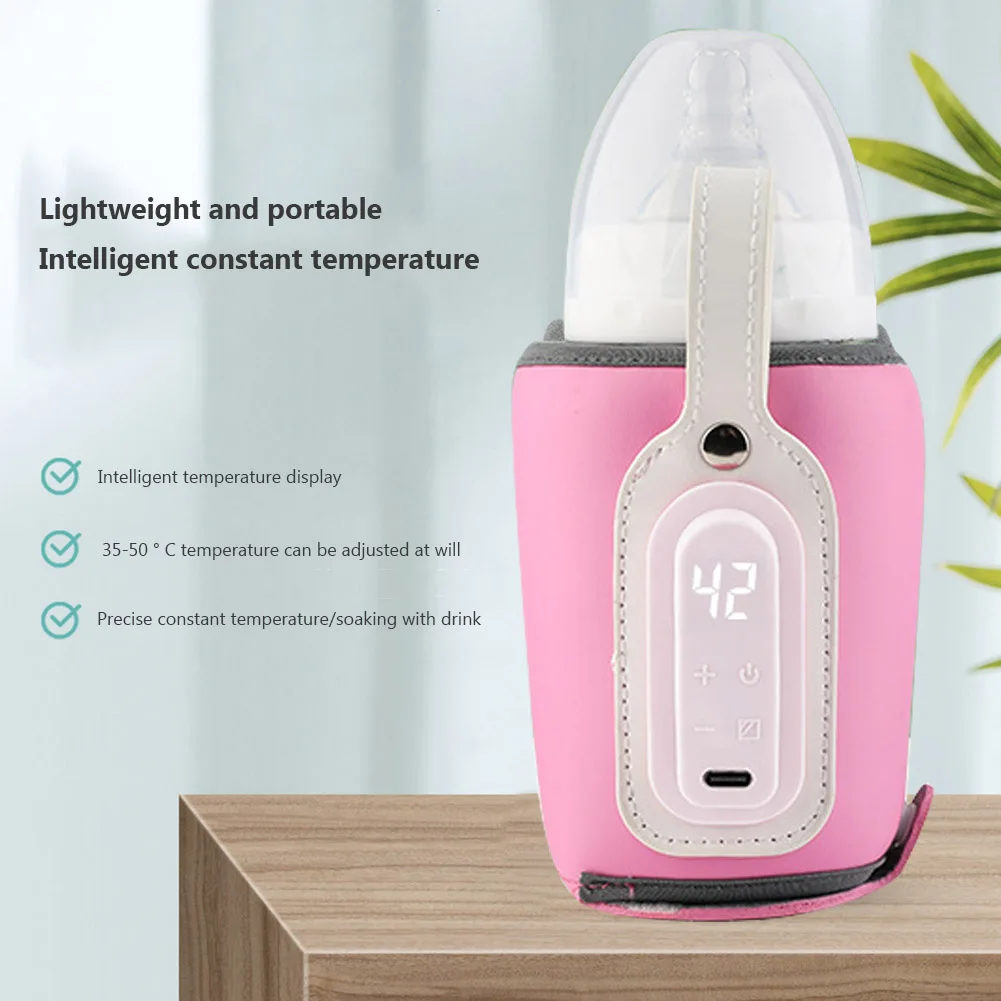 

PU Baby Nursing Bottle Heater Multifunctional USB Charging Heating Milk Warmers Feeding Bottle Warmer Bag for Mom Daycare Travel