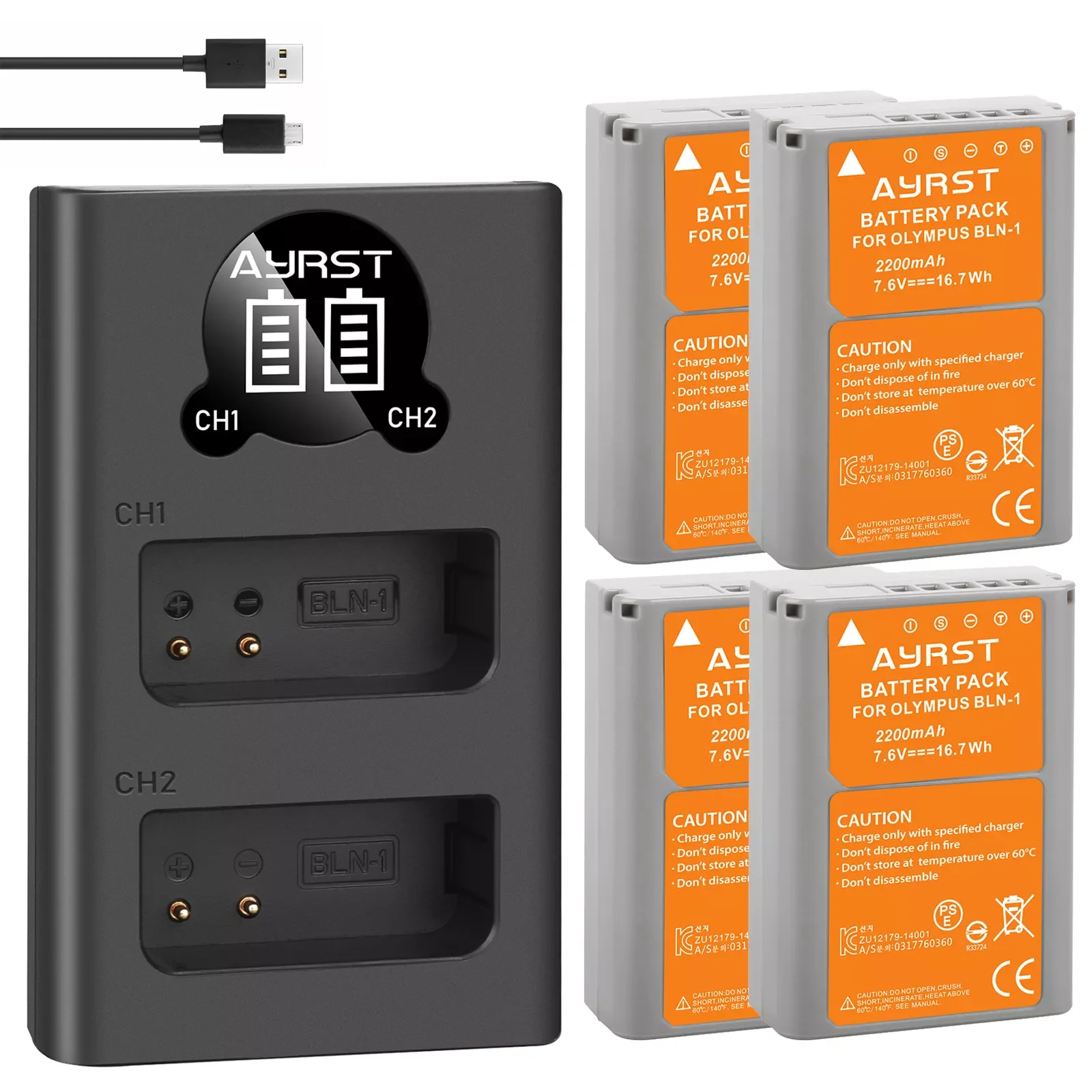 

2200mAh BLN-1 PS-BLN1 Camera Battery + Dual USB charger for Olympus OM-D E-M1, Olympus Pen F, OM-D E-M5, PEN E-P5, OM-D
