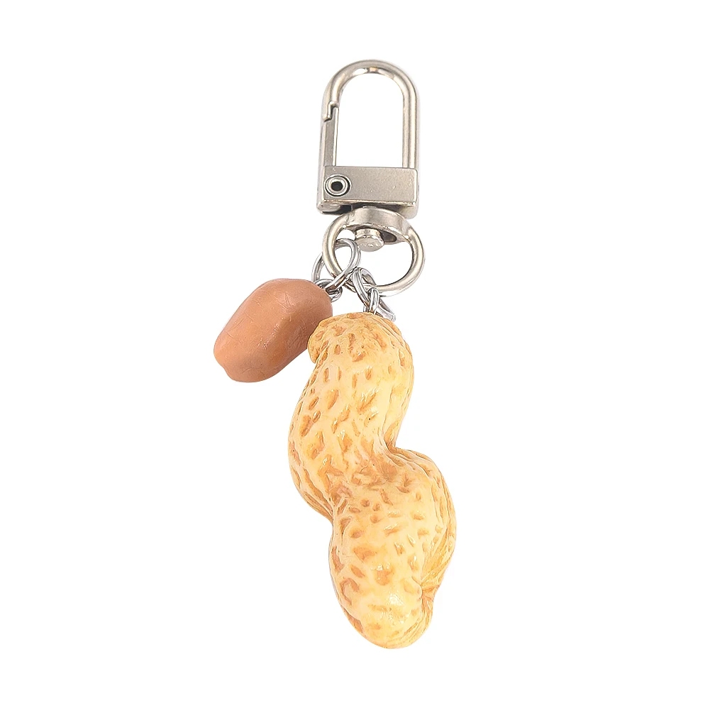 

Cute Simulation Peanut Food Keychain for Women Men Nuts Pendant Fun Peanuts Car Keyring Airpods Box Bag Charms Jewelry Gift