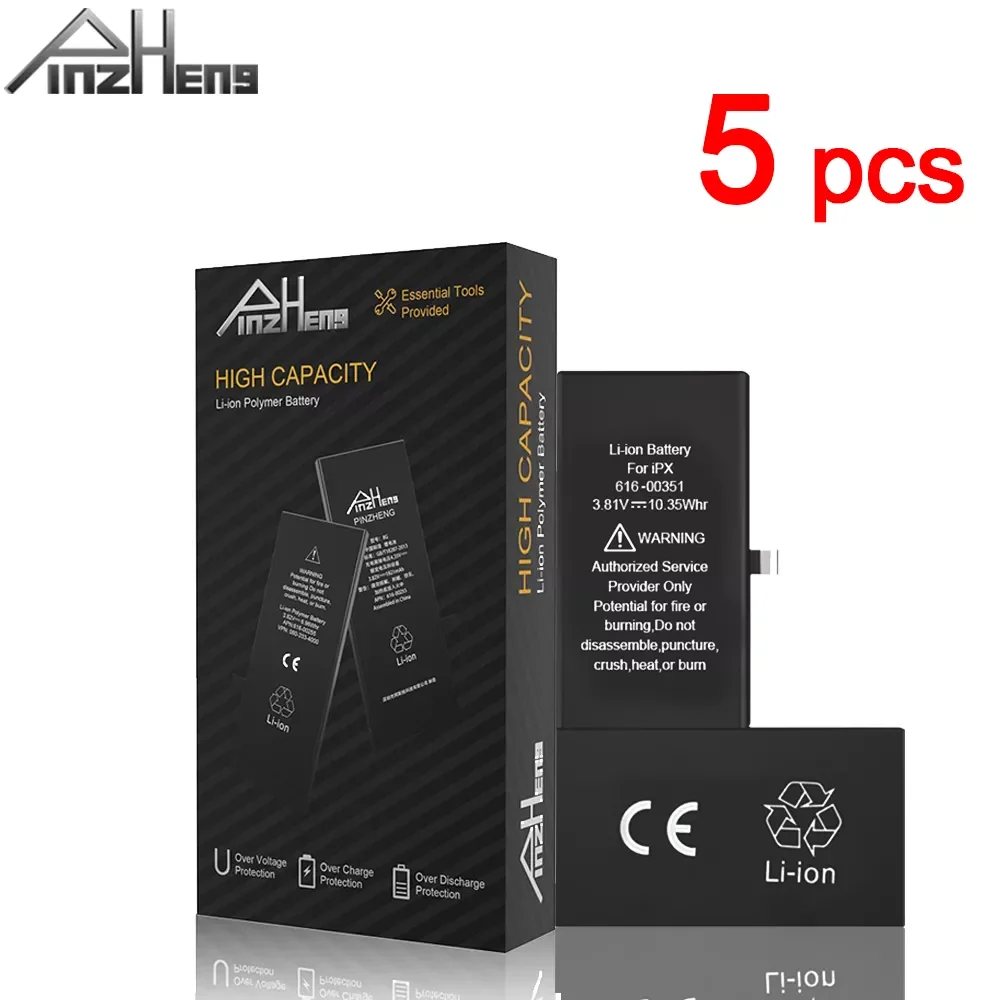 

5 Pcs/lot PINZHENG Newest Battery For Apple iPhone X Xs XR Xs Max Replacement Bateria For iPhone 11 12 Pro Max Phone Battery