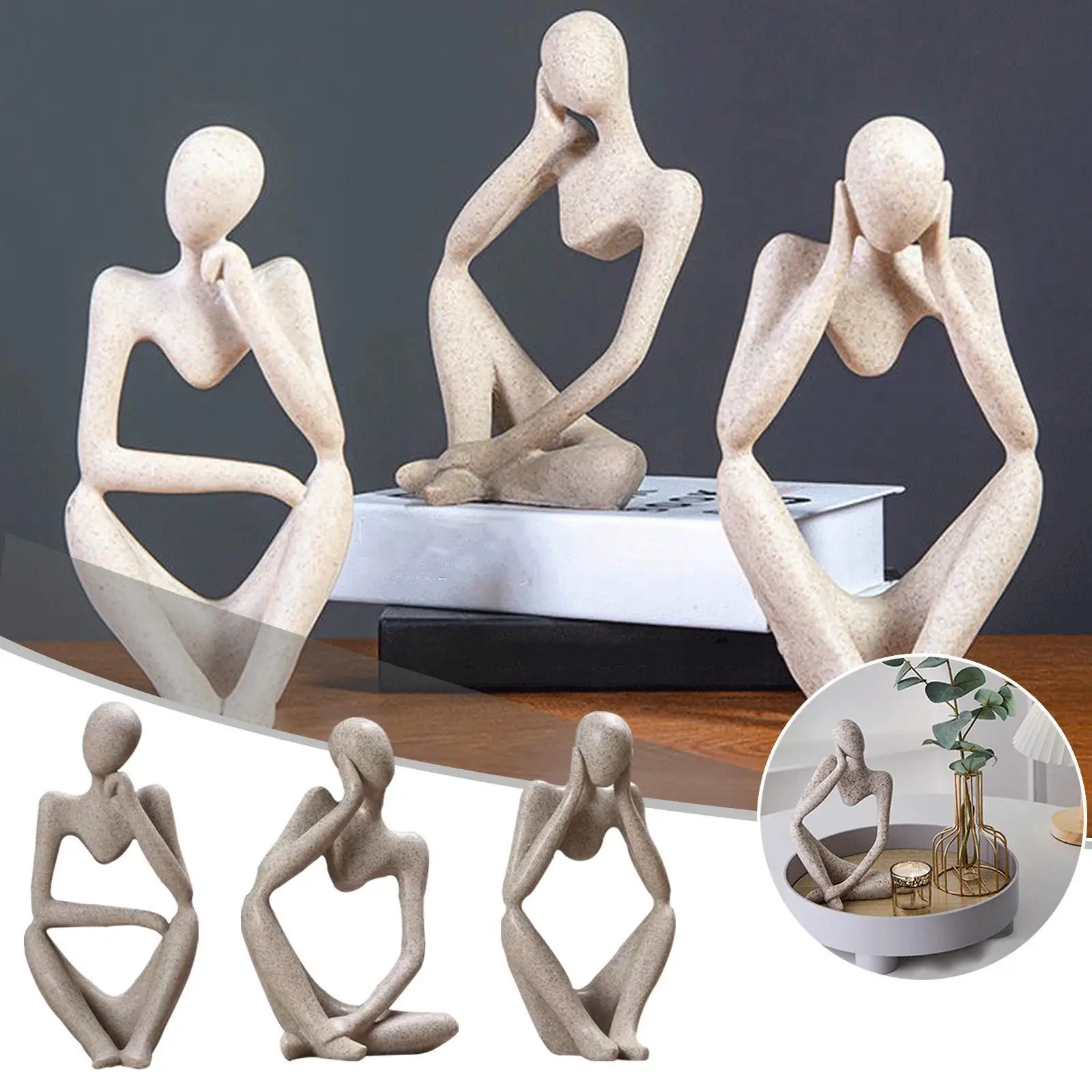 Thinker Statues And Sculptures Resin Thinker Statue Ornament, Decoration Art Housewarming Nordic Sculpture Desktop Gift Abs Z8U4 images - 6