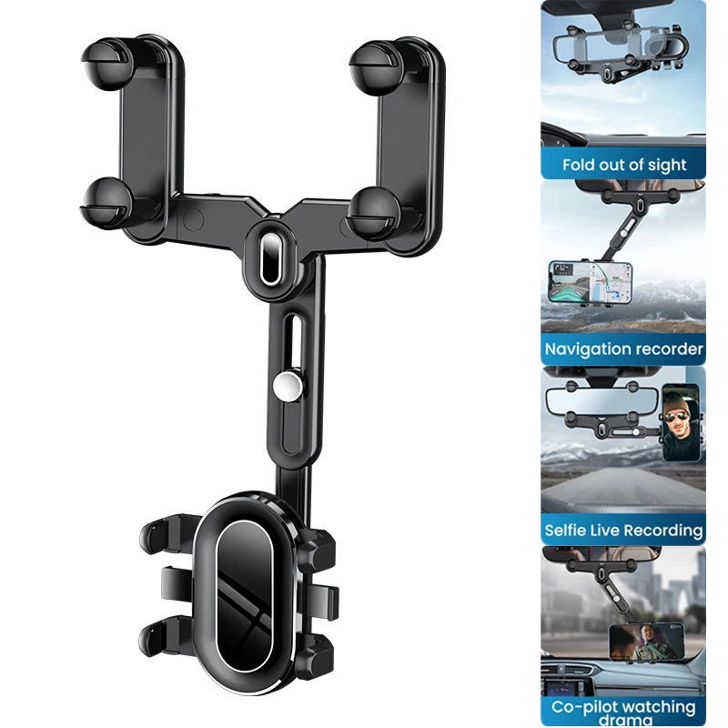 

360° Rotatable Car Phone Holder Rearview Mirror Driving Recorder Bracket Mobile Phone Support For iPhone 14 13 Xiaomi 12 POCO M5