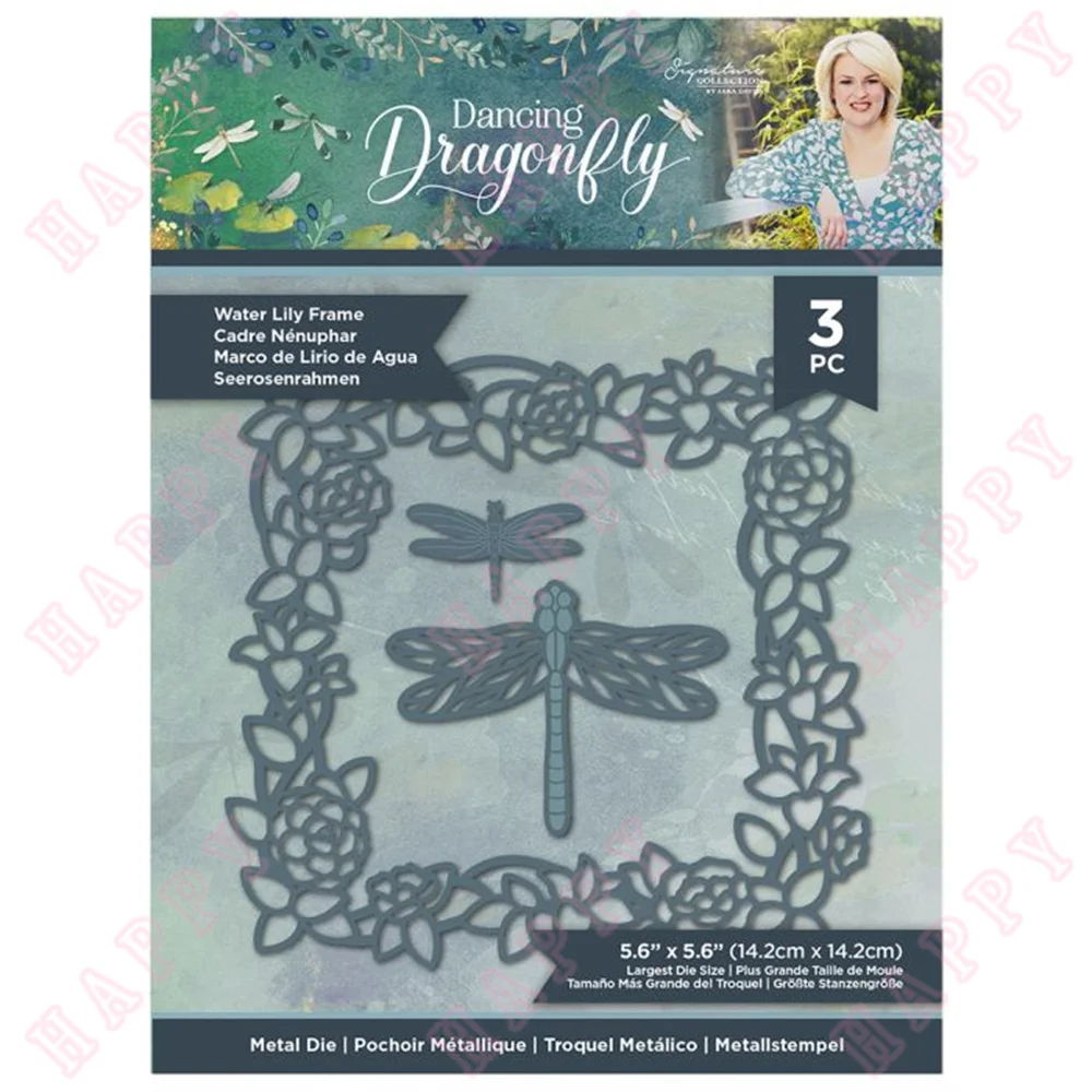 

New Hot New Water Lily Frame Metal Cutting Die Scrapbook Diary Diy Decoration Embossing Template Greeting Card Handmade for 2022