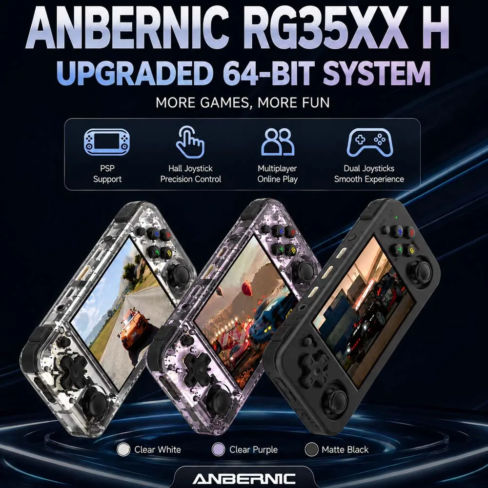 Фото Игровая консоль ANBERNIC RG35XX H с 3,5-дюймовым IPS-экраном, аккумулятором 3300 мАч, портативная игровая приставка, идеальный подарок для любителей ретро-игр №1