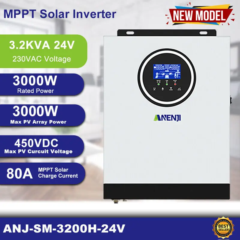 

3KW 2.2KW Hybrid Solar Inverter Off Grid 24V 220V Pure Sine Wave Inverter PV 450V 80A MPPT Solar Charge Controller Support Wifi