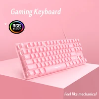 gaming wired keyboard rgb backlit pink keypad led light membrane abs gamer keyboard for laptop pc computer game accessories