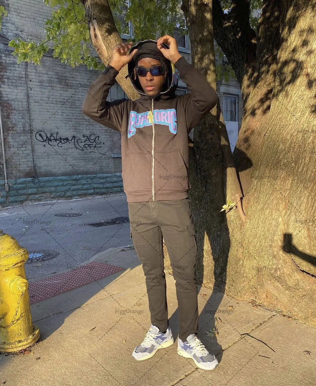 Мужская толстовка с капюшоном и принтом на молнии