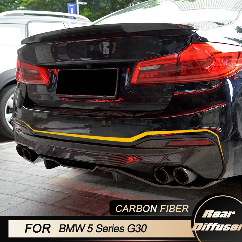 

Запасная губа диффузора заднего бампера для BMW 5 серии G30 M Sport Sedan 540i 2017-2022, диффузор заднего бампера из углеродного волокна