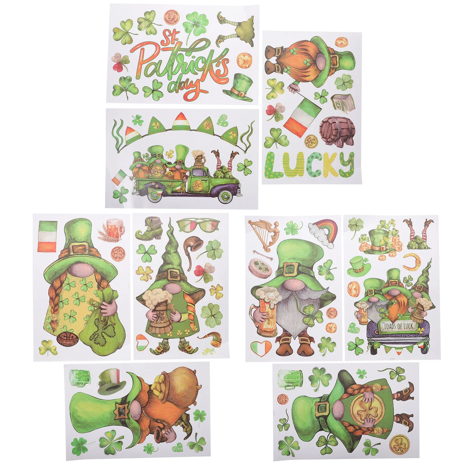 

Day Window St Sticker Patrick S Cling Wall Patricks Gnome Shamrock Saint Supplies Party Decals Decoration Clings