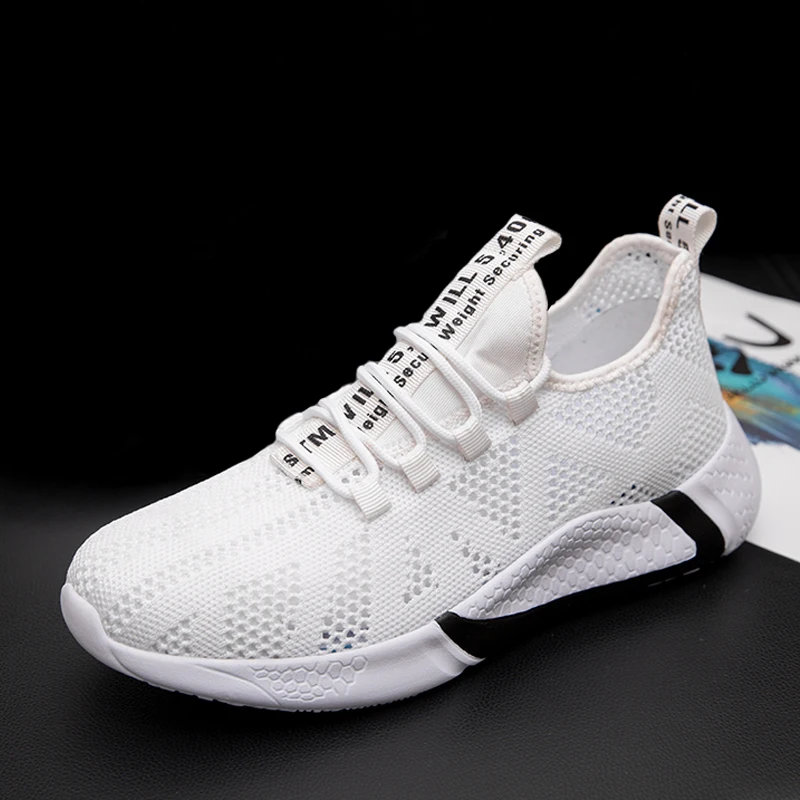 

New Men Sneakers Casual Shoes Fashion Mesh Fly Woven Breathable Running Tennis Elastic Non-slip Male Shoes Vulcanized Shoes