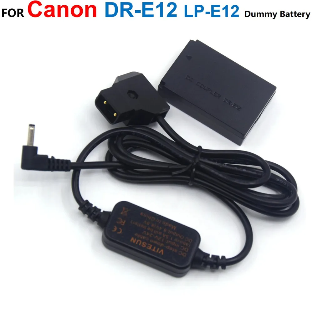 

DR-E12 DC Coupler LP-E12 Fake Battery+D-TAP Dtap12-24V To 8V Step-Down Cable ACK-E12 For Canon EOS M M2 M10 M50 M100 M200 Camera