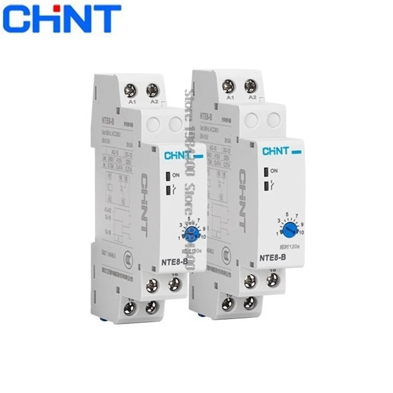 

CHINT NTE8-A NTE8-B NTE8 Реле задержки времени Управление отключением задержки включения 5S 10S 120S 480S AC220V DC24V Цифровой таймер на DIN-рейку