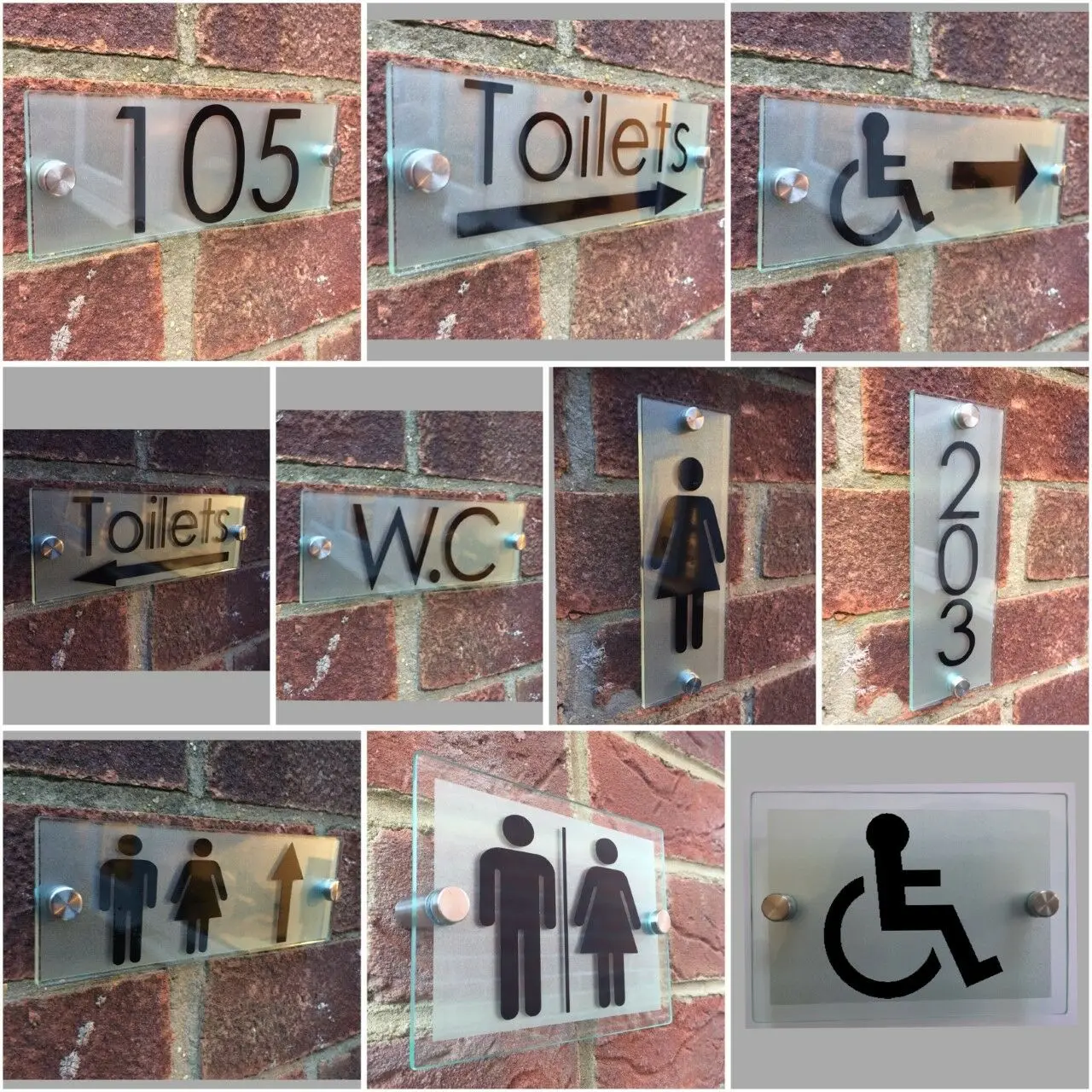 

CustomizeBathroom Signs Toilet WC Acrylic Signs - Glass Effect Contemporary Hospitality