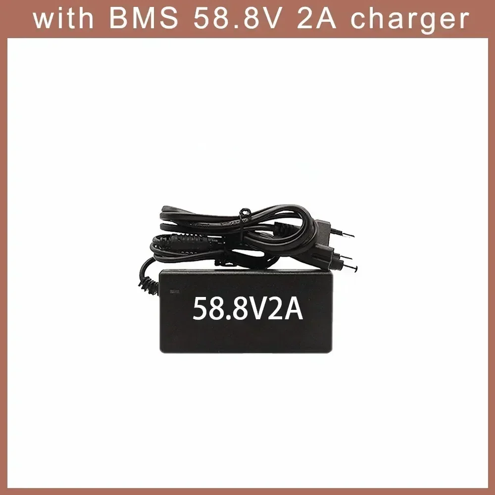 14S5P 18650 52V 55000mAh 2000W lithium battery pack for balance car electric bicycle scooter tricycle with BMS 58.8V 2A charger