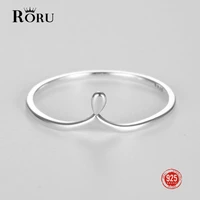 roru s925 sterling silver geometric simple thin ring for women female fashion retro unique design high quality jewelry gift