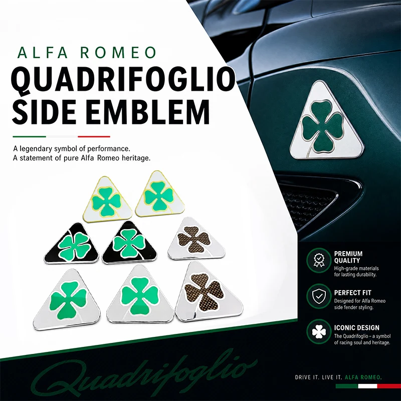 Фото Наклейки на кузов автомобиля Alfa Romeo, аксессуары для авто, карбоновые наклейки в виде четырехлистного клевера, алюминиевые декоративные наклейки на крылья. №1