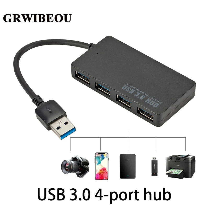 

GRWIBEOU USB HUB 3.0 Laptop PC High Speed USB 4 Ports HUB Adapter Splitter USB Expander Computer Accessories for MacBook Laptop