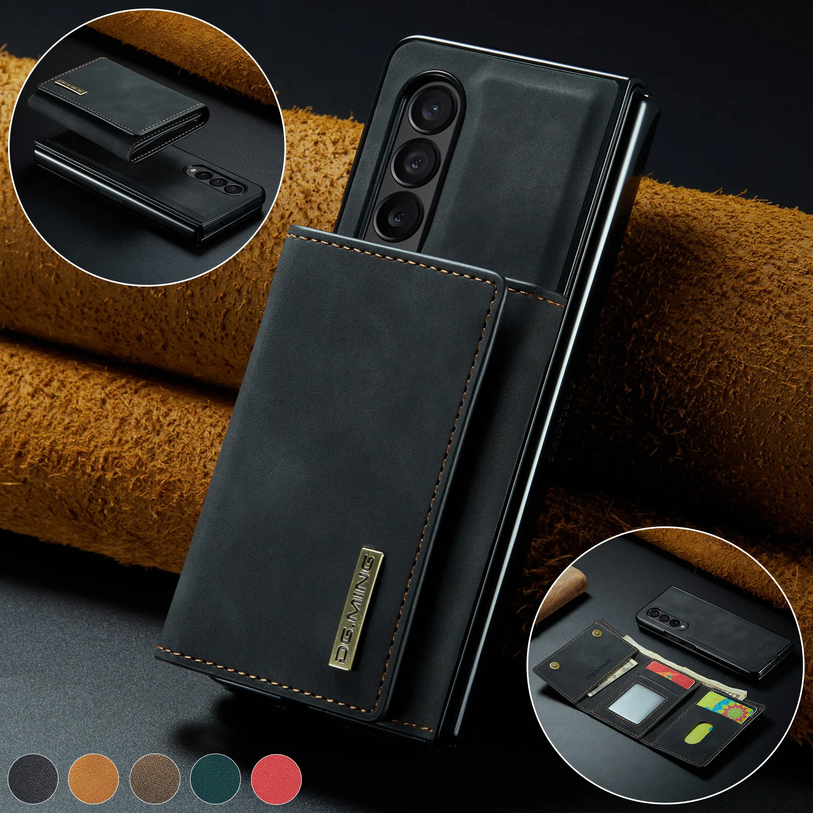 

Magnetic Card Bag Wallet Leather Case For Samsung Galaxy Z Fold4 Fold3 5G Luxury Detachable Purse Shockproof Cover