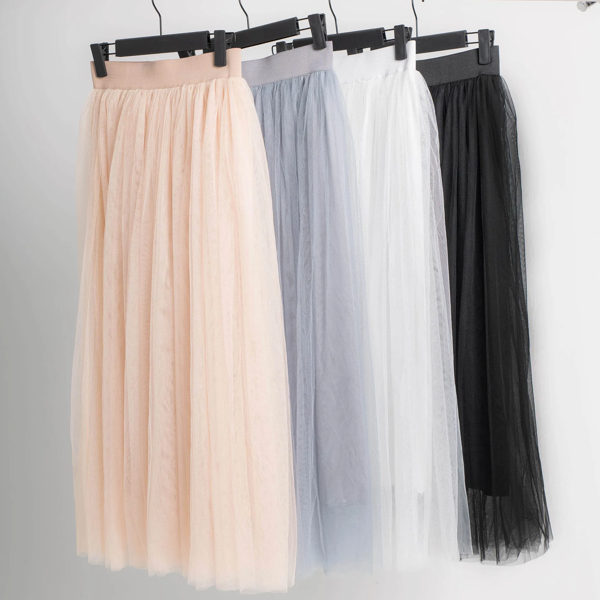 

2022 Spring Summer Tulle Skirt Women Elastic High Waist Mesh Tutu Skirt Female Jupe Longue
