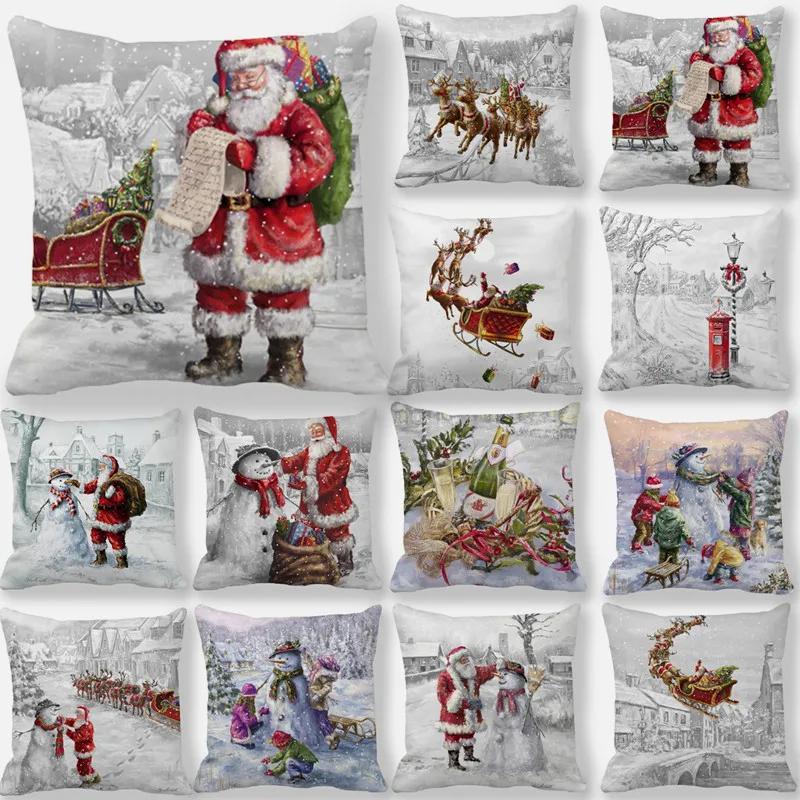 

Наволочка для подушки 45x45 см с надписью "merry Christmas", 2022, рождественские украшения для дома, украшение на Новый год и Рождество