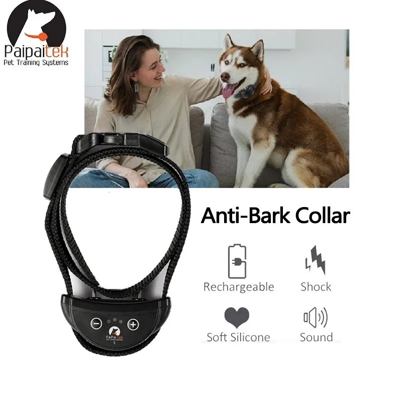 

Electric Dog Training Collar Dog Anti-Bark Collar Safe Necklace No Bark Collar for S/M Sized Rechargeable Waterproof Dog Devices