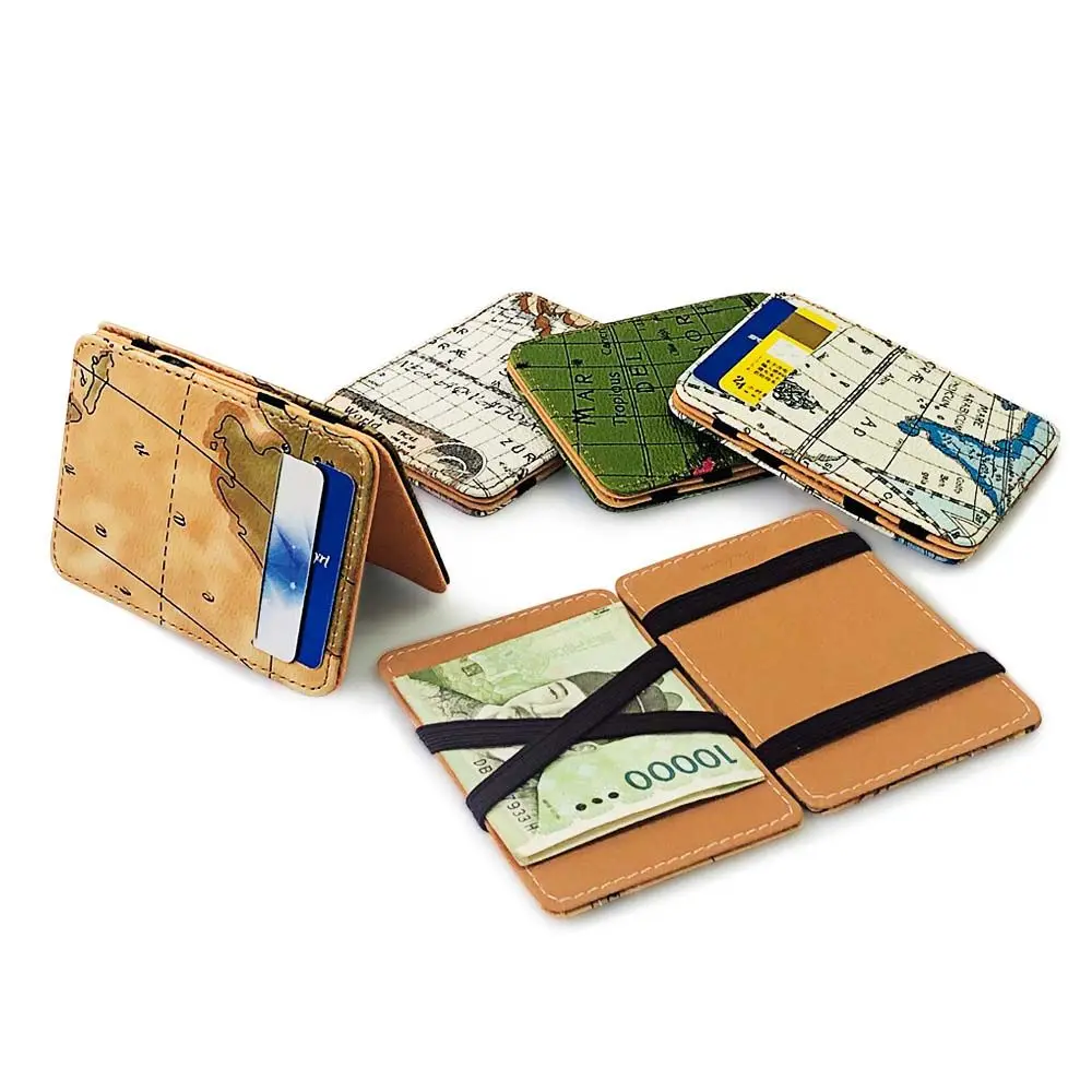 

Small Coin Purse ID Card Holder Clamshell Mode Unisex Business Magic Wallets Map Pattern Wallets Money Clip Card Case
