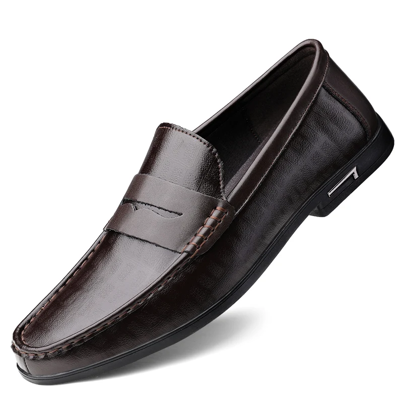 

[100% High Quality Cowhide]Men's Genuine Leather Loafers Business Shoes Wedding Shoes Men's Oxford Shoes Casual Doug Boat Shoes
